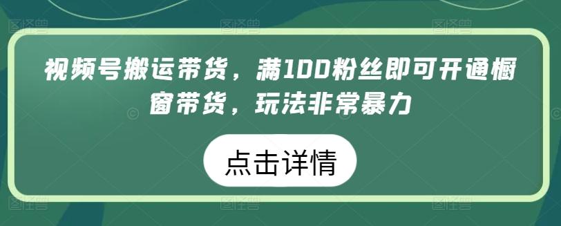 视频号搬运带货，满100粉丝即可开通橱窗带货，玩法非常暴力【揭秘】-瀚洪创业网