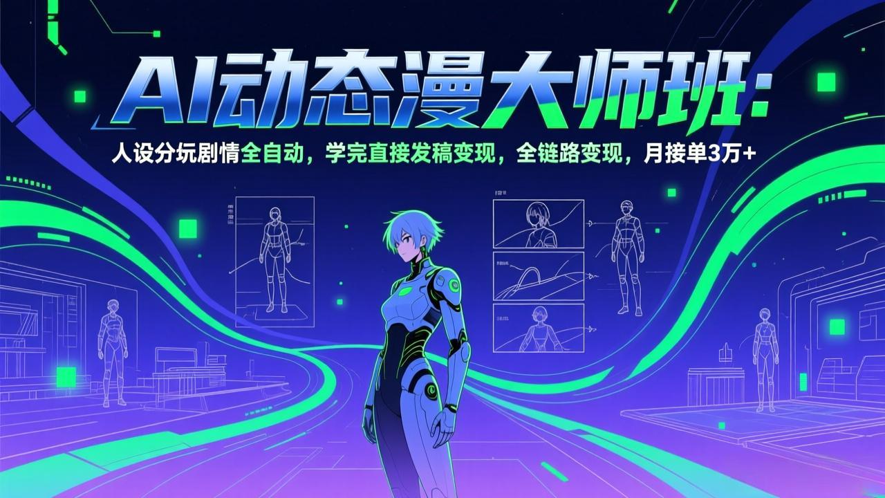 AI动态漫剧大师班：人设分镜剧情全自动，学完直接发稿变现，全链路变现，月接单3万+-瀚洪创业网