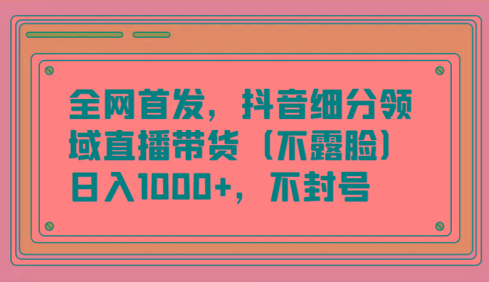 全网首发，抖音细分领域直播带货(不露脸)项目，日入1000+，不封号-瀚洪创业网