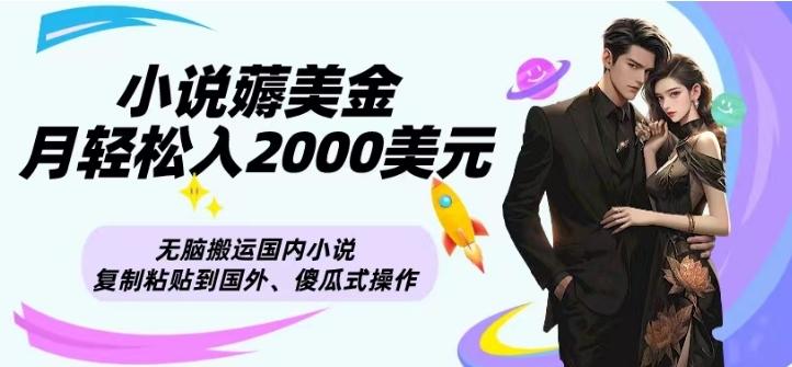 小说薅美金月轻松入2000美元项目、无脑搬运国内小说复制粘贴到国外、傻瓜式操作-瀚洪创业网