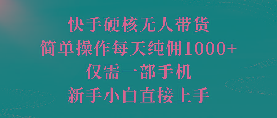 (9861期)快手硬核无人带货，简单操作每天纯佣1000+,仅需一部手机，新手小白直接上手-瀚洪创业网