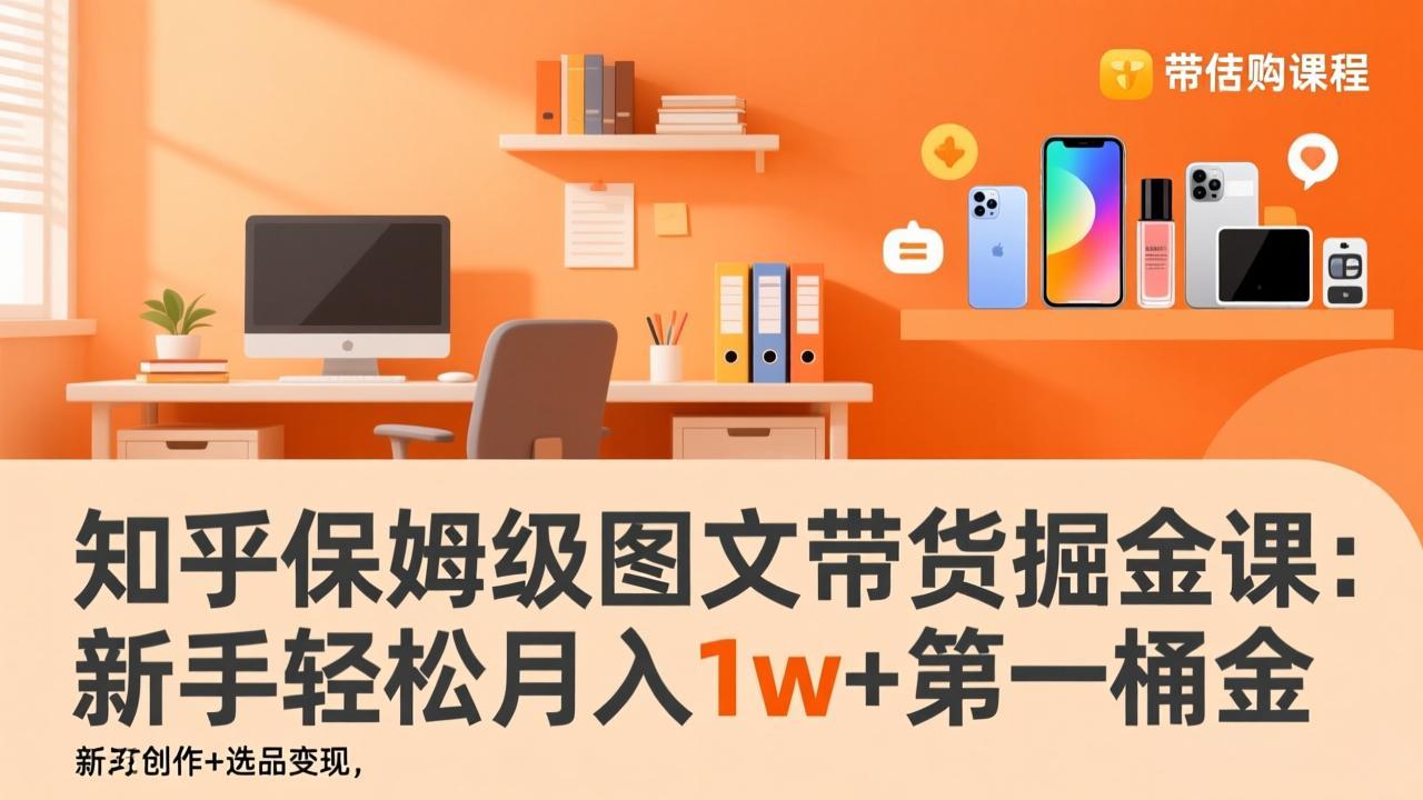 知乎保姆级图文带货掘金课：账号打造+爆文创作+选品变现，新手轻松月入1w+第一桶金-瀚洪创业网