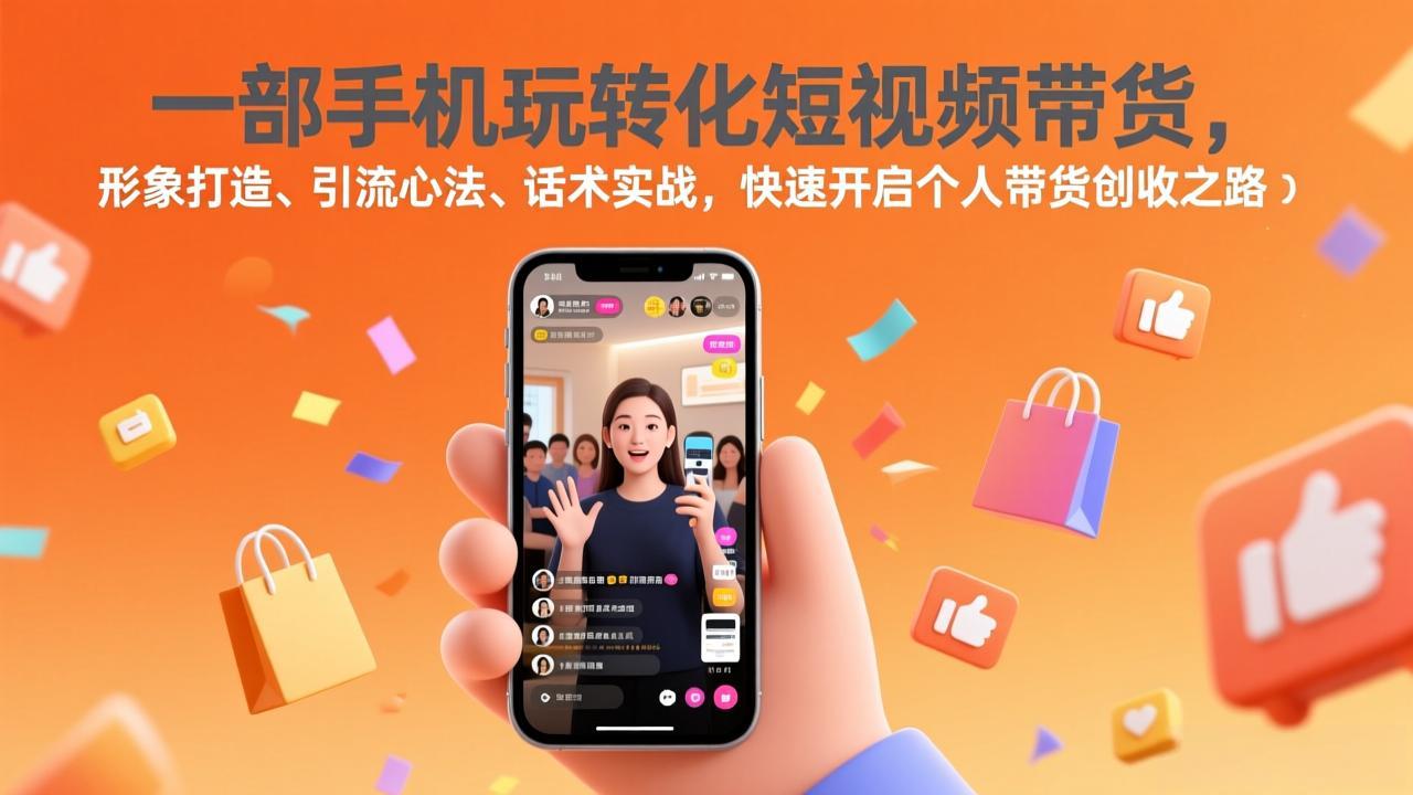一部手机玩转化短视频带货，形象打造、引流心法、话术实战，快速开启个人带货创收之路-瀚洪创业网