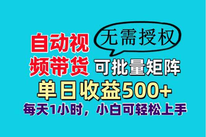 自动视频带货，可批量矩阵，单日收益500+、轻松实现睡后收益，小白可...-瀚洪创业网