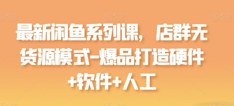 最新闲鱼系列课，店群无货源模式-爆品打造硬件+软件+人工-瀚洪创业网