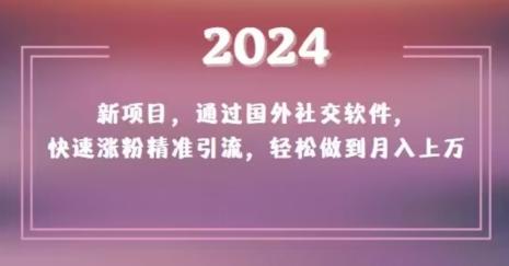 2024新项目，通过国外社交软件，快速涨粉精准引流，轻松做到月入上万【揭秘】-瀚洪创业网