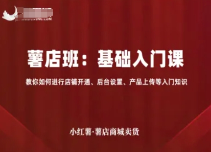 小红薯薯店商城卖货，基础入门课，教你如何进行店铺开通、后台设置、产品上传等入门知识-瀚洪创业网