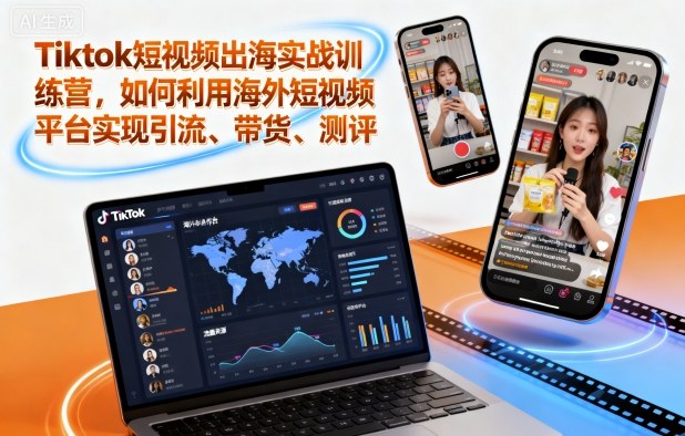 Tiktok短视频出海实战训练营，如何利用海外短视频平台实现引流、带货、测评-瀚洪创业网