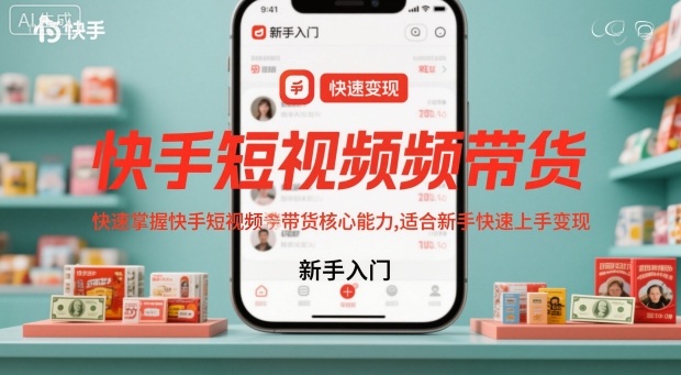 快手短视频带货，快速掌握快手短视频带货核心能力，适合新手快速上手变现-瀚洪创业网