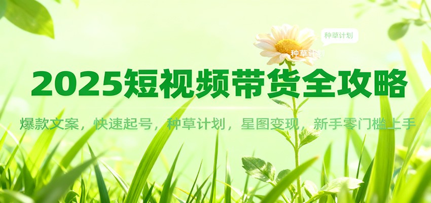 2025短视频带货全攻略：爆款文案，快速起号，种草计划，星图变现，新手零门槛上手-瀚洪创业网