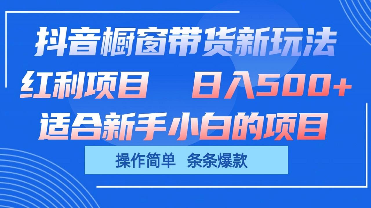 抖音橱窗带货新玩法，单日收益500+，操作简单，条条爆款-瀚洪创业网