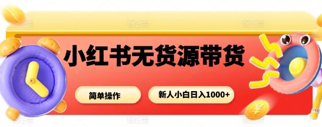 小红书无货源带货项目，简单无脑，新人小白日入多张-瀚洪创业网