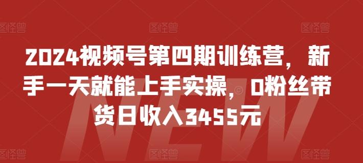 2024视频号第四期训练营，新手一天就能上手实操，0粉丝带货日收入3455元-瀚洪创业网