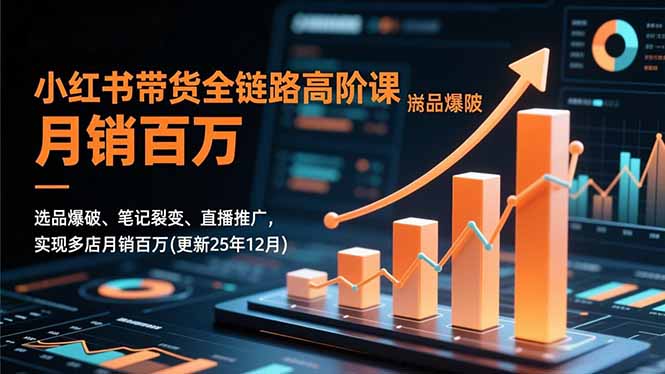 小红书带货全链路高阶课，选品爆破、笔记裂变、直播推广，实现多店月销百万(更新25年12月-瀚洪创业网