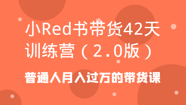 小Red书带货42天训练营(2.0版)普通人月入过万的带货课-瀚洪创业网