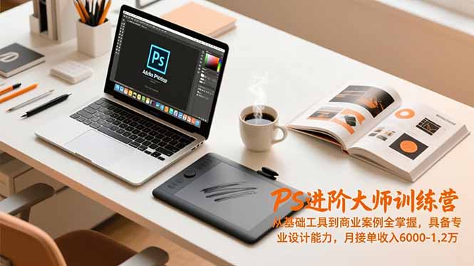 PS进阶大师训练营，从基础工具到商业案例全掌握，具备专业设计能力，月接单收入6000-1.2万-瀚洪创业网