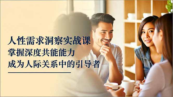 人性需求洞察实战课，掌握深度共感能力，成为人际关系中的引导者-瀚洪创业网