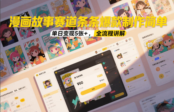 漫画故事赛道条条爆款制作简单，单日变现5张+，全流程讲解-瀚洪创业网