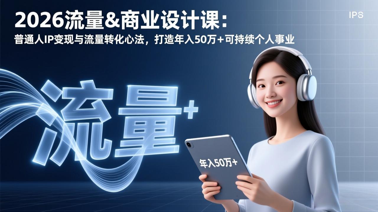 2026流量&商业设计课：普通人IP变现与流量转化心法，打造年入50万+可持续个人事业-瀚洪创业网
