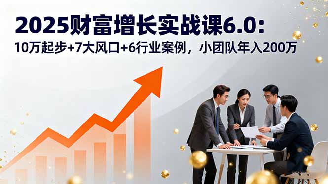 2025财富增长实战课6.0：10万起步+7大风口+6行业案例，小团队年入200万-瀚洪创业网