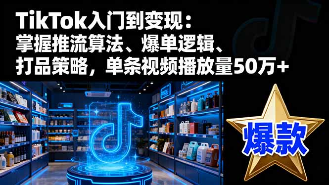 TikTok入门到变现：掌握推流算法、爆单逻辑、打品策略，单条视频播放量50w-瀚洪创业网