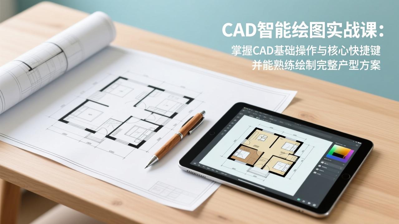 CAD智能绘图实战课：掌握CAD基础操作与核心快捷键，并能熟练绘制完整户型方案-瀚洪创业网
