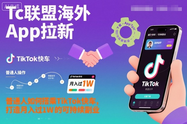 Tc联盟海外App拉新：普通人如何搭乘TikTok快车，打造月入过1W的可持续副业-瀚洪创业网