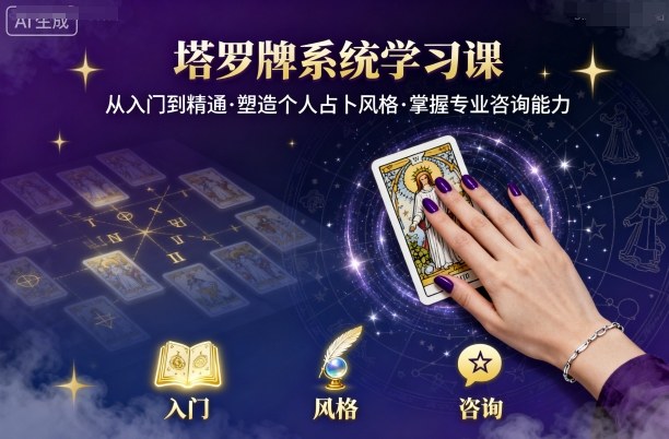 塔罗牌系统学习课，助你从入门到精通，塑造个人占卜风格，掌握专业咨询能力-瀚洪创业网