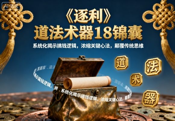 《逐利》道法术器18锦囊，系统化揭示搞钱逻辑，浓缩关键心法，颠覆传统思维-瀚洪创业网