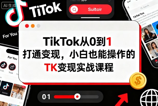 TikTok从0到1打通变现，小白也能操作的TK变现实战课程-瀚洪创业网