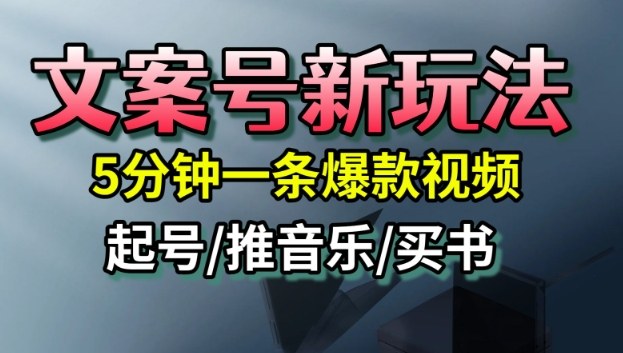 文案号新玩法，5分钟一条爆款视频，流量高，起号快，多方位变现-瀚洪创业网