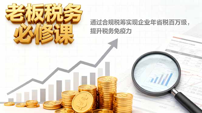 老板税务必修课，通过合规税筹实现企业年省税百万级，提升税务免疫力-瀚洪创业网