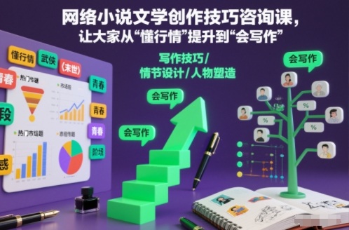 网络小说文学创作技巧咨询课，让大家从“懂行情”提升到”会写作”的高度-瀚洪创业网