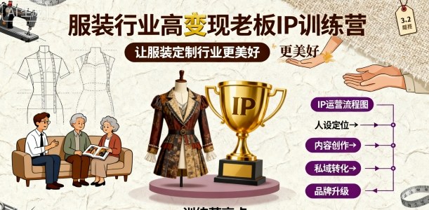 服装行业高变现老板IP训练营，让服装定制行业更美好-瀚洪创业网