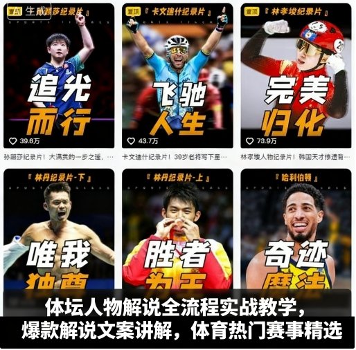 体坛人物解说全流程实战教学，爆款解说文案讲解，体育热门赛事精选-瀚洪创业网