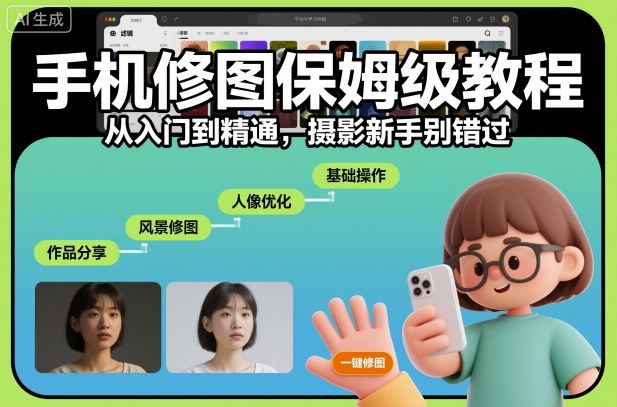 手机修图保姆级教程，从入门到精通，摄影新手别错过-瀚洪创业网