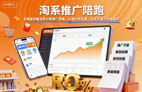 淘系推广陪跑，全维度讲解淘系付费推广逻辑，从理论到实操，系统化助力店铺盈利-瀚洪创业网