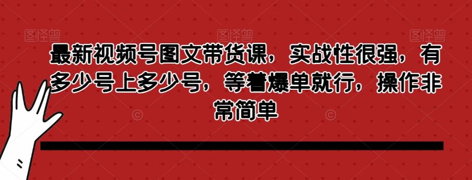 最新视频号图文带货课，实战性很强，有多少号上多少号，等着爆单就行，操作非常简单-瀚洪创业网