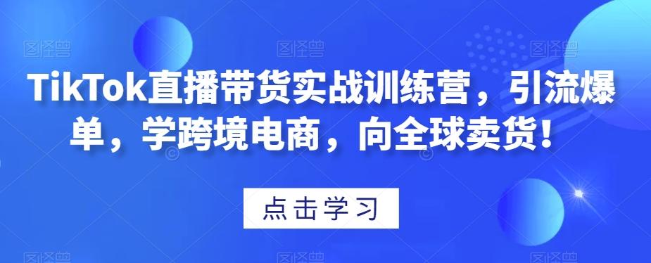 TikTok直播带货实战训练营，引流爆单，学跨境电商，向全球卖货！-瀚洪创业网
