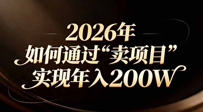 站在2026年的十字路口：一个普通人如何通过卖项目实现年入200万-瀚洪创业网