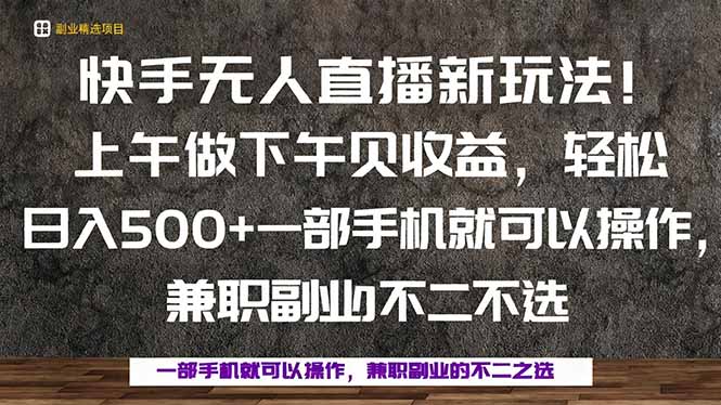 一部手机，上午做 下午见收益，学会秒上手，轻松日入500+-瀚洪创业网
