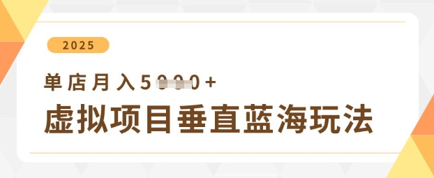 虚拟项目垂直玩法，实现单店月入5k+-瀚洪创业网