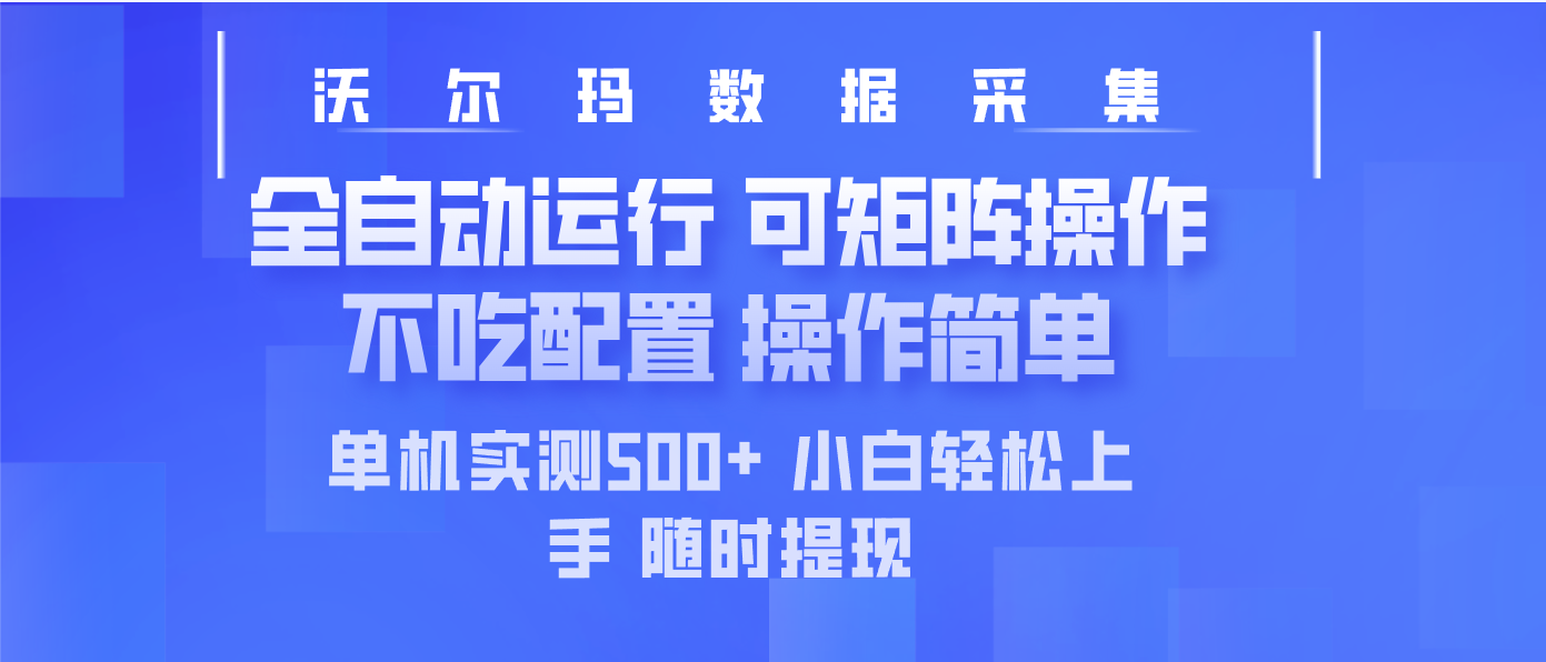 最新沃尔玛平台采集 全自动运行 可矩阵单机实测500+ 操作简单-瀚洪创业网