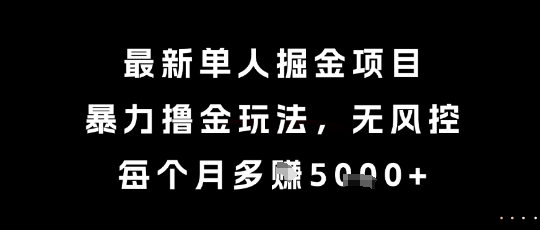 最新单人掘金项目，暴力撸金玩法，无风控，每个月多挣5k+【揭秘】-瀚洪创业网