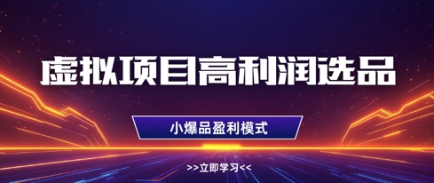 虚拟项目高利润选品方法，做好单店利润1W+，可多店倍增利润-瀚洪创业网