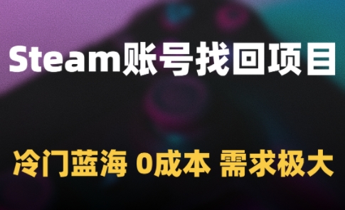 Steam账号找回项目，冷门蓝海，0成本，需求极大-瀚洪创业网