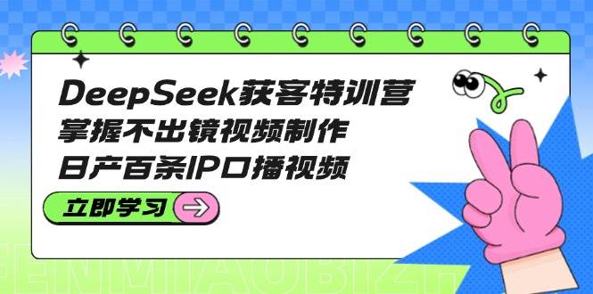 DeepSeek获客特训营：掌握不出镜视频制作，日产百条IP口播视频-瀚洪创业网