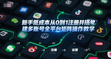 新手低成本从0到1注册并搭建多账号全平台矩阵操作教学，手机号-邮箱-IP-工具-瀚洪创业网