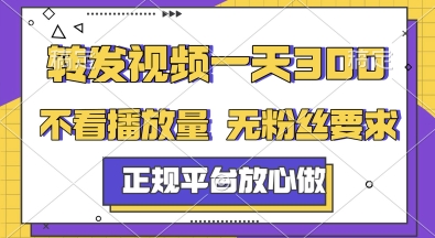 转发视频一天3张+，正规平台放心做，不看播放量，无粉丝要求，随时随地挣收益【揭秘】-瀚洪创业网