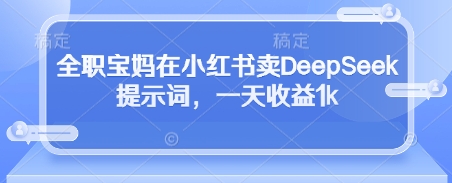 全职宝妈在小红书卖DeepSeek提示词，一天收益1k-瀚洪创业网